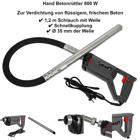 Mauk Hand Betonrüttler 800 Watt Mit Flexibler Welle - Handrüttler Flaschenrüttler – Bild 2