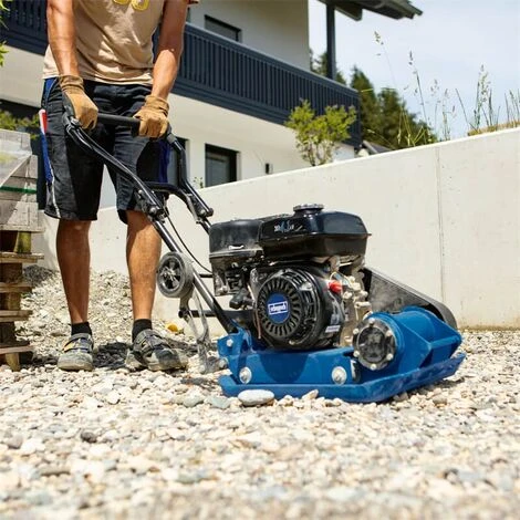 Scheppach Benzin Rüttelplatte HP1900S 5,6PS 17kN Fahrvorrichtung Gummimatte – Bild 3