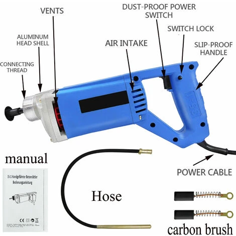 DAY PLUS Betonrüttler 850W Innenrüttler Handrüttler Rüttelflasche Flaschenrüttler – Bild 4