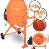 TIMBERTECH® Betonmischer - 140L, 550 W, Mit Handrad, 2 Räder, Elektrisch, Stahl, Orange/Schwarz - Mörtelmischer, Zementmischer, Mischer, Mischmaschine, Betonmischmaschine